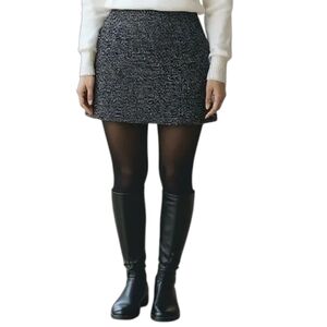 Zara Academia Neutral Charcoal Tweed A-line Mini Skirt Size Medium